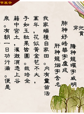 养生挂画道家养生卷轴画丝绸画