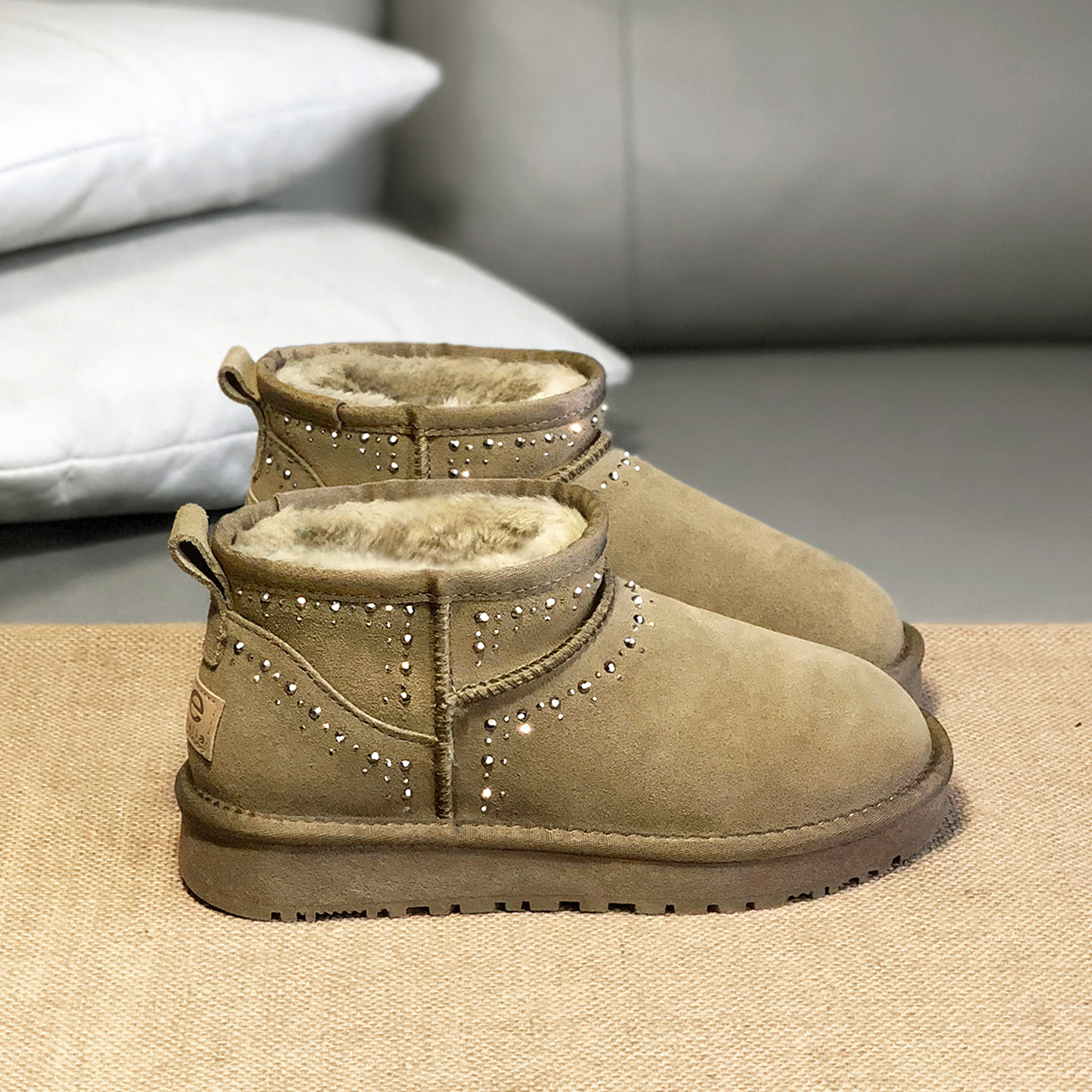 冬季新款雪地靴女短筒平底真皮加绒保暖防滑懒人鞋一脚蹬短靴棉鞋,淘宝优惠券,粉丝福利购,淘宝优惠卷