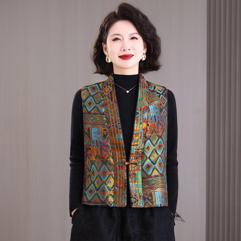 新中式复古提花真丝宋锦马甲背心女春季新款别致盘扣刺绣马甲坎肩,淘宝优惠券,粉丝福利购,淘宝优惠卷