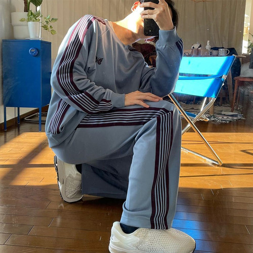 老夫子 needles 24SS 新款 天蓝色 百搭 显瘦高 蝴蝶裤日系运动裤 - 图1