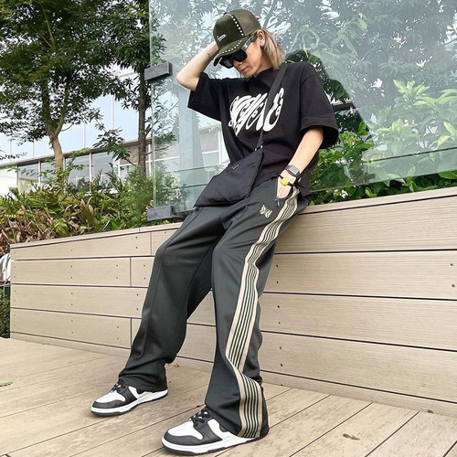 老夫子 needles 墨绿色2024AW 新款休闲运动长裤男女宽松街头日系 - 图2
