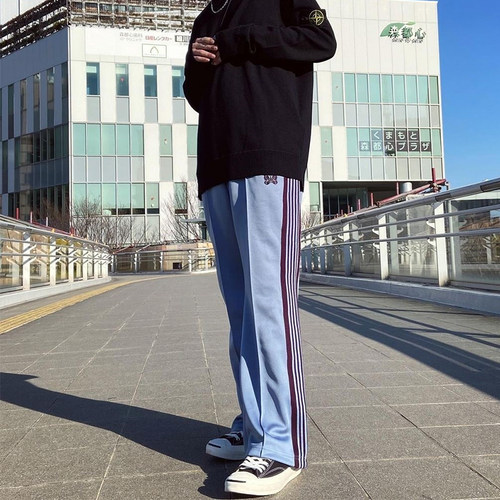 老夫子 needles 24SS 新款 天蓝色 百搭 显瘦高 蝴蝶裤日系运动裤 - 图0