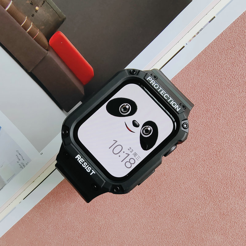 适用苹果手表表带卡西欧风applewatch5678连体壳iwatchSE43保护套-图1