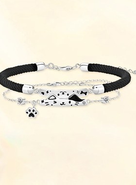 猫狗世界可爱小猫情侣手链男女款学生党轻奢小众设计手工编织手绳