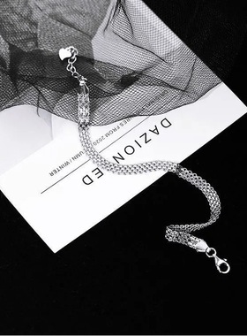 925纯银闺蜜链个性酷帅嘻哈ins小众设计感编织多层蕾丝圆珠手链女