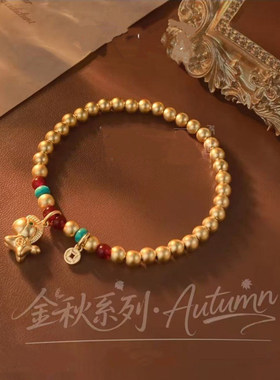 【好运马不停蹄】本命年手链马上有钱2026马年新中式沙金串珠手串