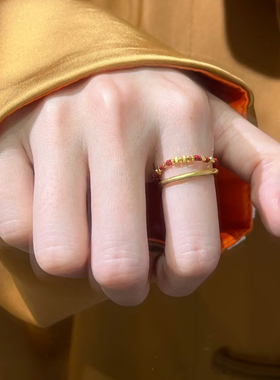 「岁岁有金」碎碎金红绳戒指本命年手工编织女士旺财2025新款爆款