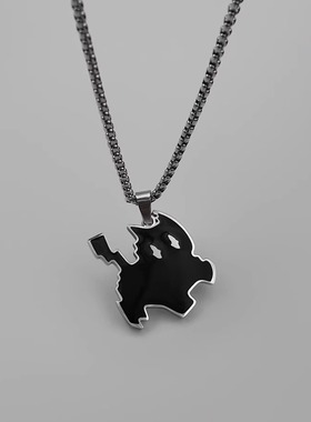 闪电小黑猫项链长款男女生高级感吊坠小众冷淡风不掉色卫衣毛衣链