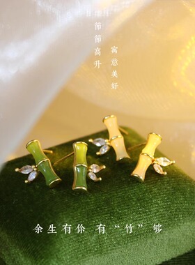 赵丽颖同款雅竹耳钉新中式国风耳饰宋代耳环古风清冷感汉服配饰品