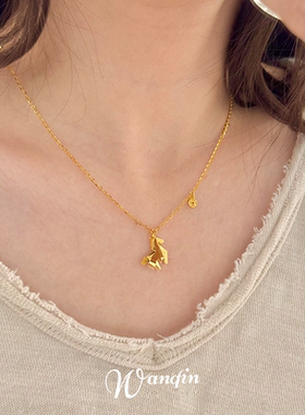 「千里马」新中式金色立体小马项链本命年2026马年新款小众锁骨链