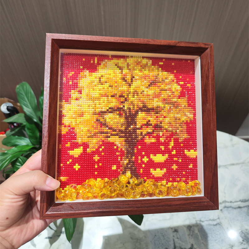 金色发财树喜庆钻石画摆台金钱树招财风景贴钻十字绣客厅2025新款,淘宝优惠券,粉丝福利购,淘宝优惠卷