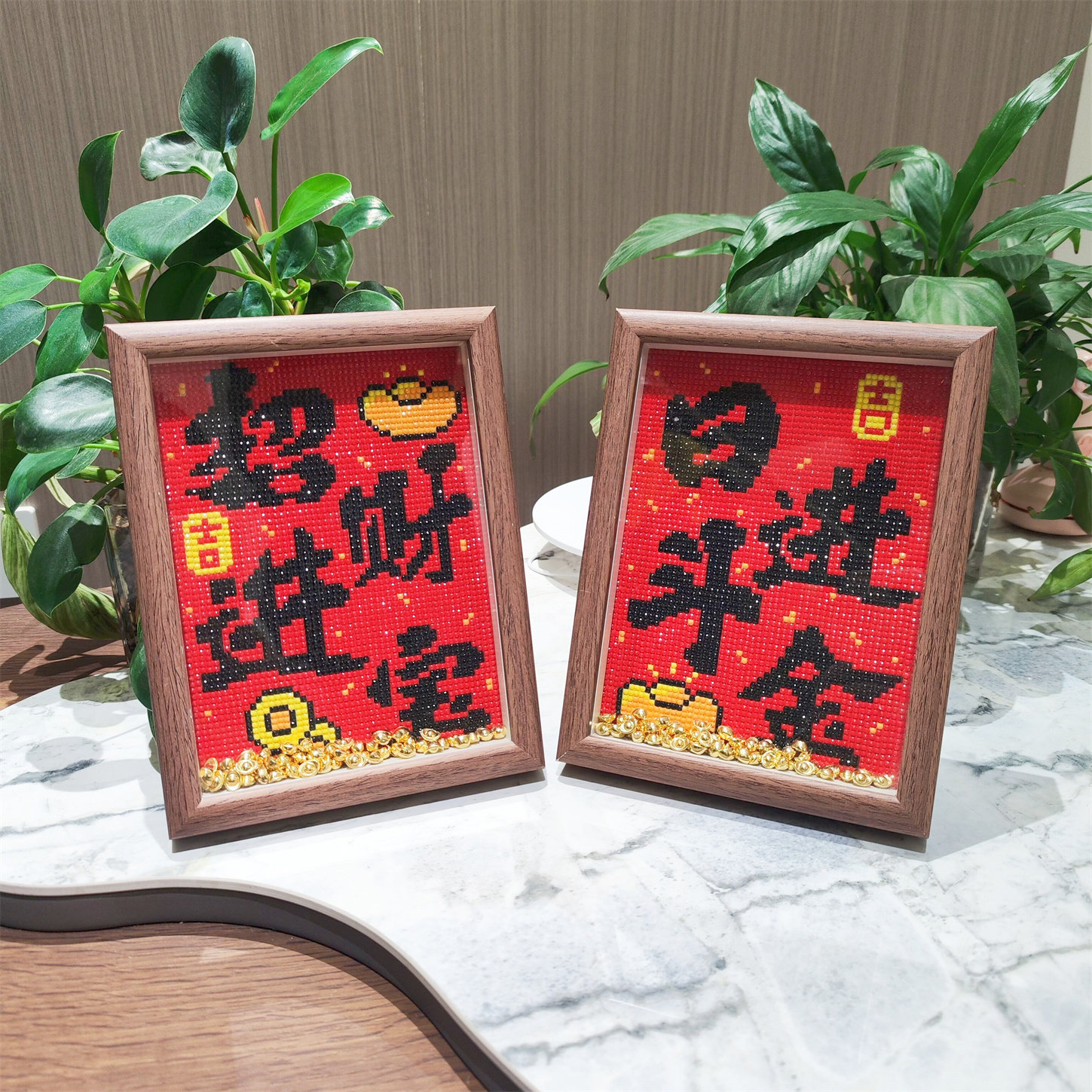 【送画框】爆单招财钻石画2025新款手工钻石绣高颜值办公室摆件,淘宝优惠券,粉丝福利购,淘宝优惠卷