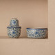 Ru kiln ເຕົາຊາອຸ່ນສີຟ້າແລະສີຂາວເຕົາທຽນເພື່ອແຕ່ງກິນຊາປະມານເຕົາ