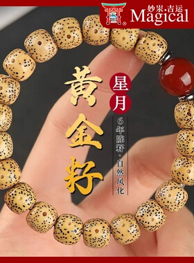 无脱脂海南鸡油黄星月菩提手串菩提籽易包浆盘玩脖挂国风文玩男女