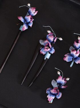 【单珠鸢尾】手工非遗蚕丝绒花胸针国风新中式汉服大衣配饰复古