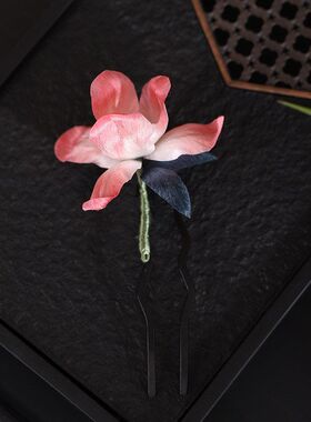 【鸢尾花粉】国风新款纯手工非遗蚕丝绒花胸针新中式汉服旗袍配饰