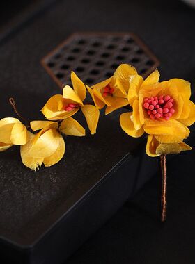 【黄花】新中式手工发簪古典木簪盘发头饰新中式旗袍茶服配饰发簪