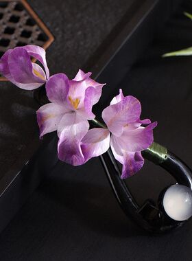 云紫手工非遗蚕丝绒花竹木发簪