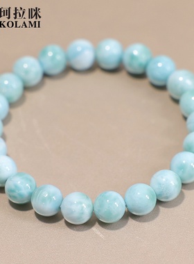 珂拉咪/K282 天然海纹石手链男女款 拉利玛手串蓝绿色 一物一图