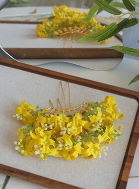中秋桂花古风绢花发夹发饰发梳百搭配饰可爱小唐风汉服头饰中国风
