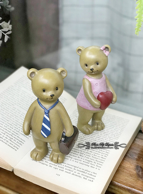 小熊美式乡村风复古做旧结婚礼物