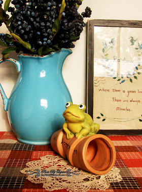 青蛙田园风森林系阳台装饰摆件