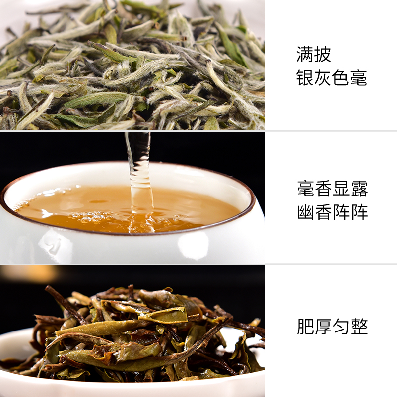 天福茗茶风雅白毫银针1-2年新料福鼎白茶特级散茶礼盒装100G - 图2