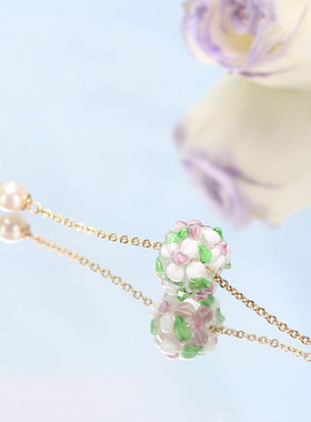 花飞镜法式少女感花瓣珍珠项链