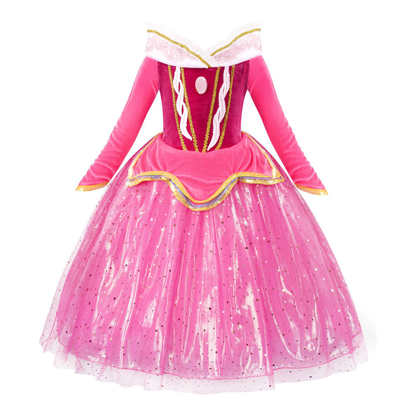 睡美人公主裙爱洛苏菲亚服装女童长发生日贝尔冰雪奇缘儿童连衣裙 - 图2