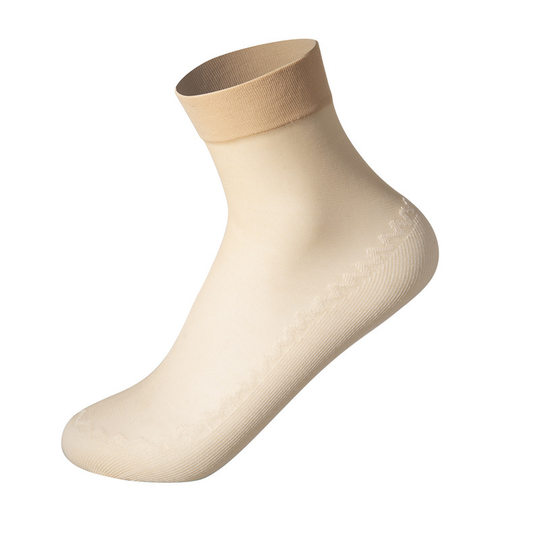 嗯喃呐丝袜女夏季棉底短袜薄夏天防勾丝中筒袜薄款黑肉色耐磨袜子