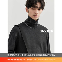 High Texture Soft Glutinous comfortable and thick solid collar Long sleeves T-shirt Mens undershirt T23 autumn winter pure color warm and compassionate