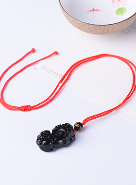 黑曜石男士情侣貔恘项链吊坠