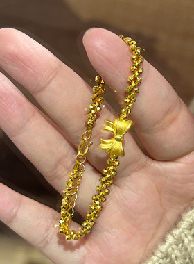 复古精致蝴蝶结碎金子手链