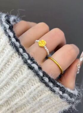 在逃公主甜美玫瑰花戒指