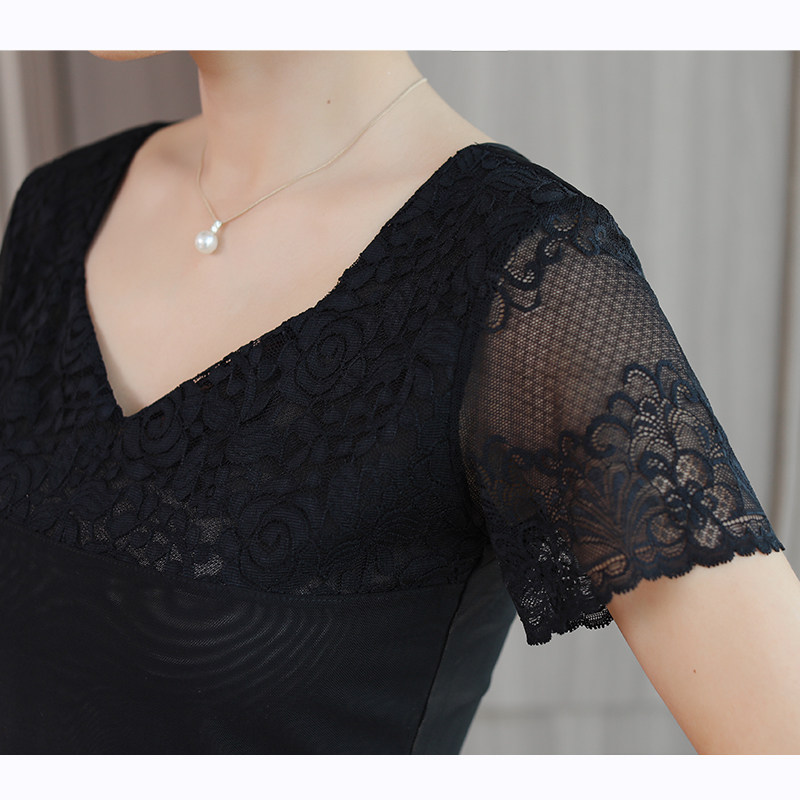 香榭儿半截网纱鸡心领短款夏季小衫 香榭儿T恤