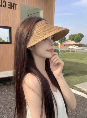 空顶草帽女2026夏季大帽檐防晒