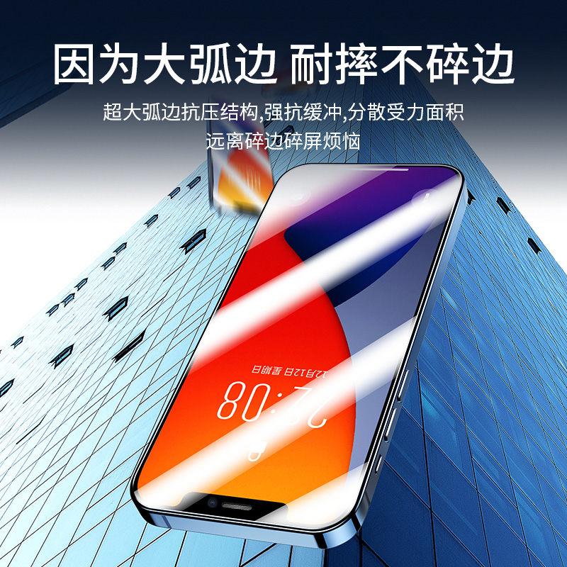 卡古驰适用于苹果12钢化膜iphone12pro全屏覆盖12proMax高清手机mini防爆抗摔ip指纹绿光护眼贴膜十二全包边-图1