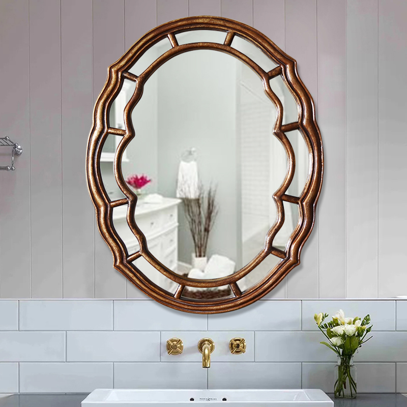 欧式壁挂椭圆家居装饰镜子 ArtDeco风格防水浴室镜玄关镜化妆镜