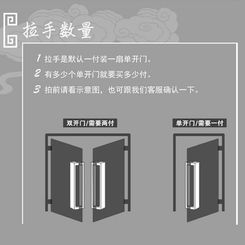 中式仿古祥云雕刻大门拉手 现代工艺玻璃门酒店会所木门大把手 - 图3