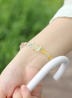 天然黄阿赛小熊珍珠蜜蜡手串