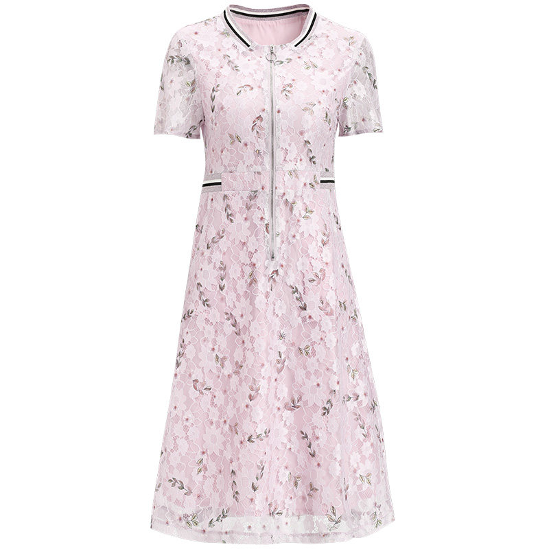 海青蓝蕾丝女夏2020新款通勤连衣裙 海青蓝连衣裙