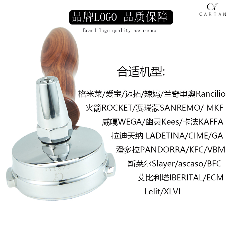 咖啡机萃茶手柄 E61冲煮头通用58MM不锈钢实木手柄 咖啡萃茶把手 - 图0