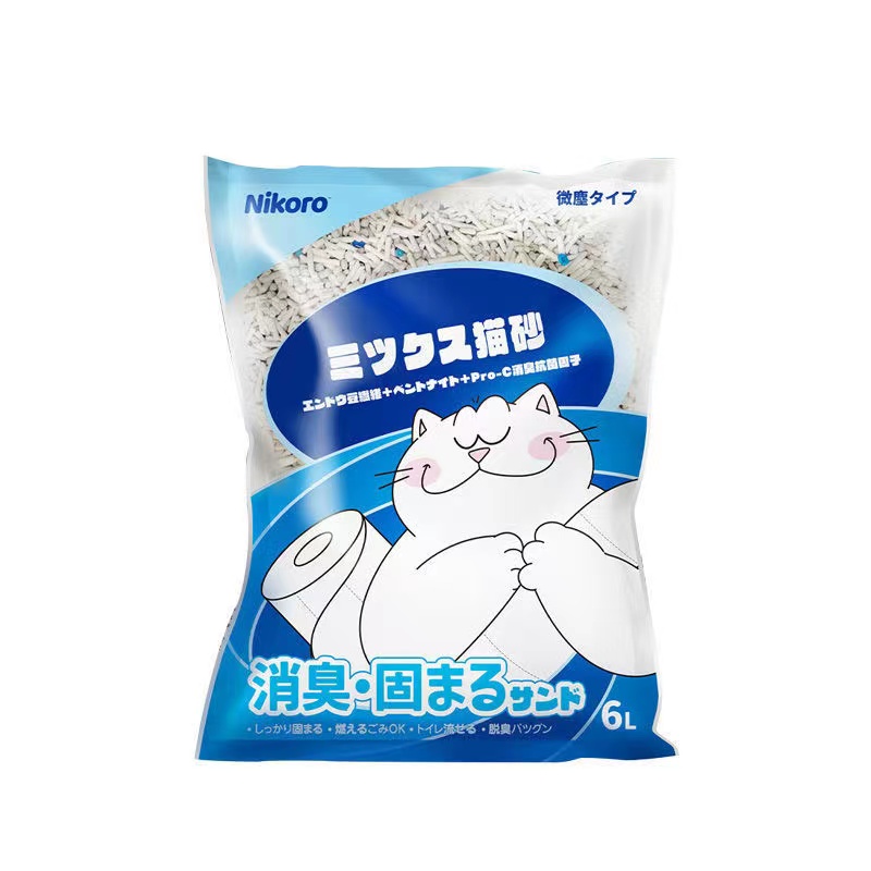 日本Nikoro妮可露混合猫砂豆腐砂除臭无尘膨润土旗舰店6L整箱6包-图3