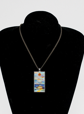 玥森活 日出印象 名画复刻马赛克镶嵌项链吊坠 手工艺术ins风轻奢