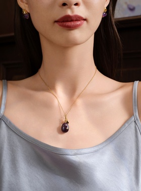 「新品」Fellala/翡拉拉「糖果」紫水晶925银吊坠项链官方饰品女