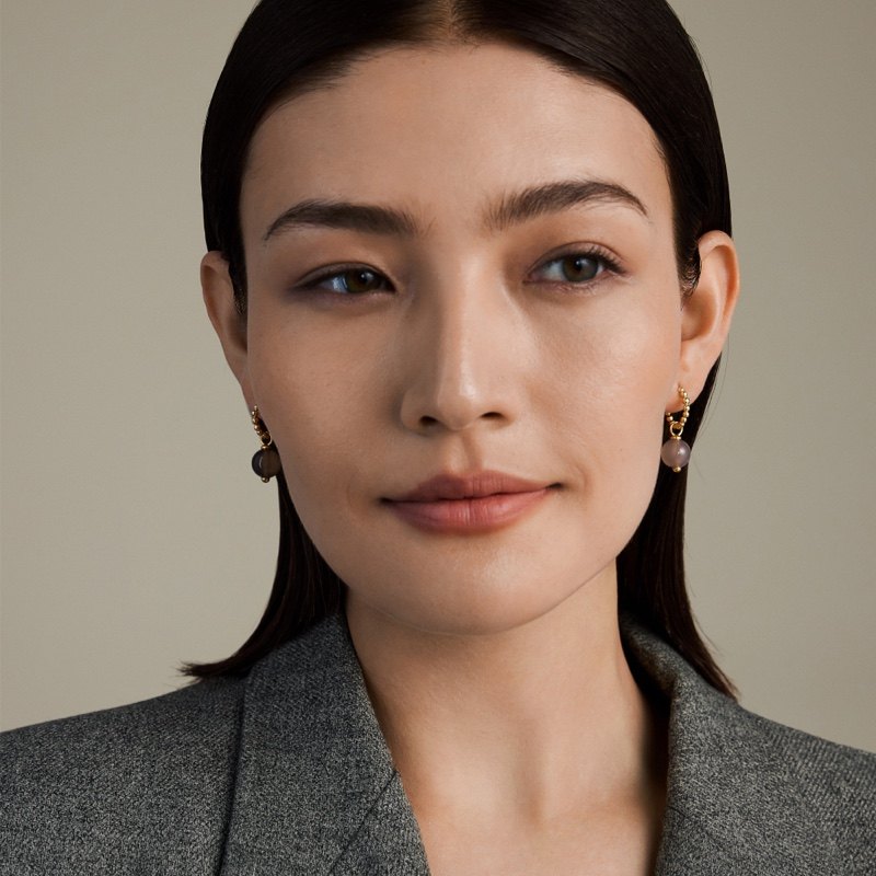 Fellala/翡拉拉「满月」系列设计感时尚潮流灰玛瑙耳环原创耳饰,淘宝优惠券,粉丝福利购,淘宝优惠卷