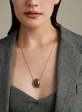 Fellala/翡拉拉「满月」系列原创设计灰玛瑙原创项链百搭锁骨链女