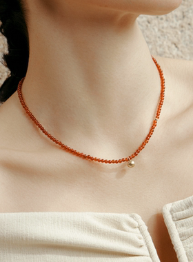 Fellala/翡拉拉「国风串珠」系列时尚红玛瑙项链新潮时尚锁骨链