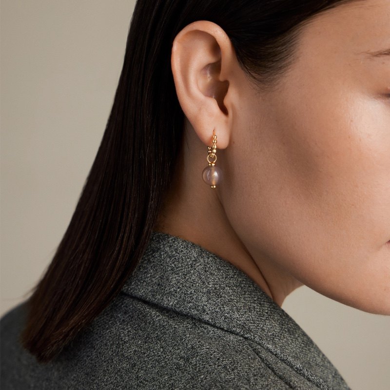 Fellala/翡拉拉「满月」系列设计感时尚潮流灰玛瑙耳环原创耳饰,淘宝优惠券,粉丝福利购,淘宝优惠卷