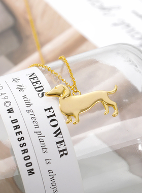 Cute Dachshund Dog Necklaces For Women Stainless Steel Gold